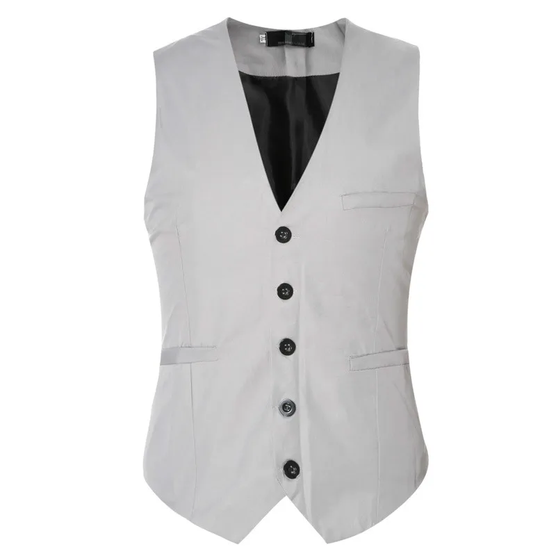 Жилет мужской с V-образным вырезом однотонный Повседневный строгий жилет без