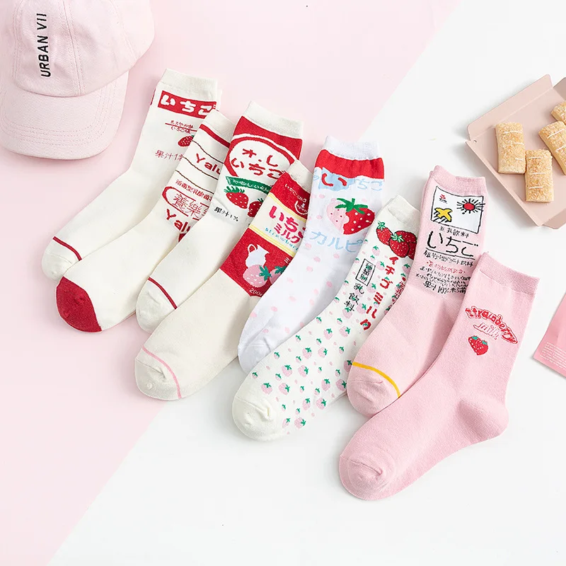 Новые весенние носки с мультяшными фруктами женские хлопковые модные креативные