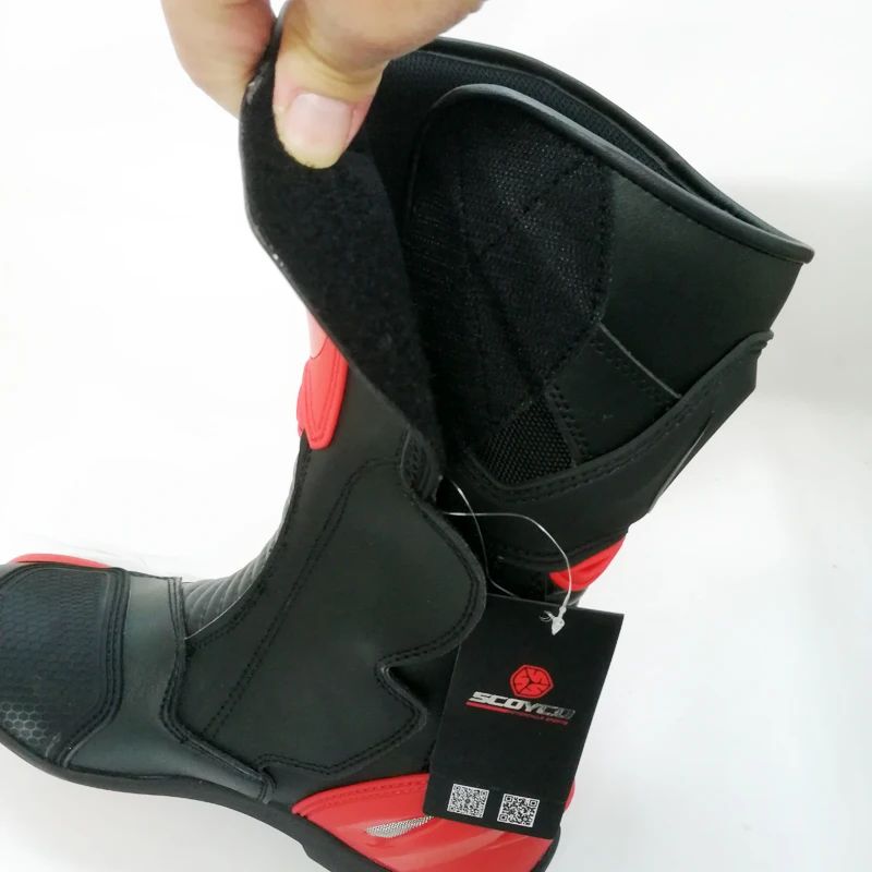 Scoyco обувь для мотоциклетных гонок мотокросса черные красные металлическая