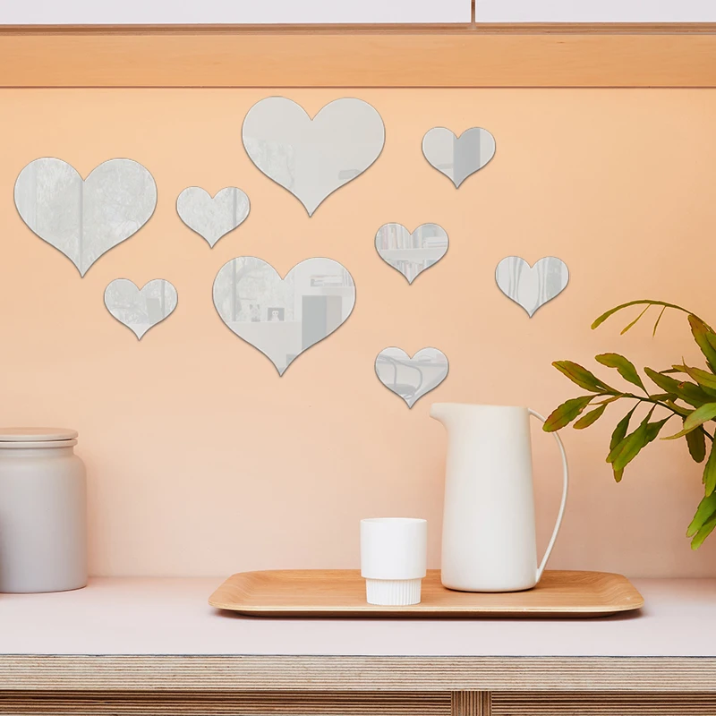 DIY сердце любовь логотип настенное зеркало наклейки в скандинавском стиле для