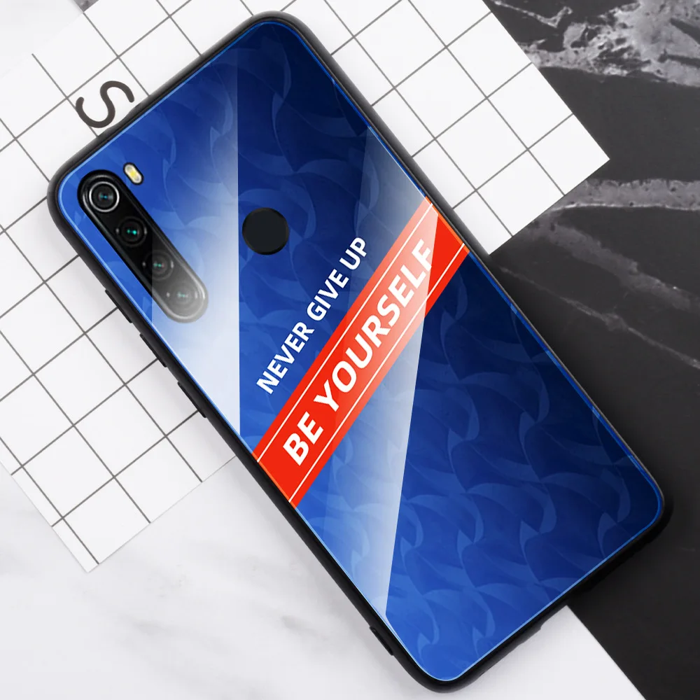 Модный чехол для телефона Xiaomi Redmi Note 8 8pro mi 9 защитная задняя крышка из закаленного стекла мягкий полиуретановый край чехол Coque