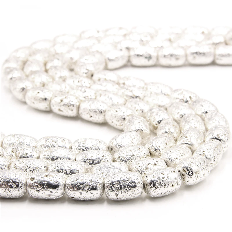 Бусины Из лавового камня трубка с покрытием в форме бочонка разделительные