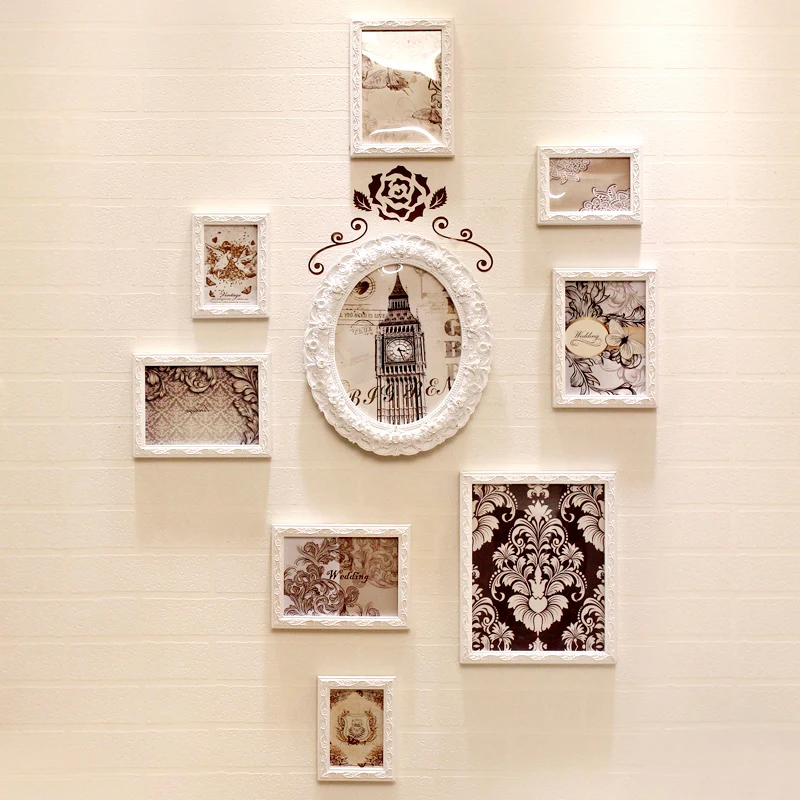9 шт./компл. набор фоторамок в стиле ретро с цветочным рисунком подвесная