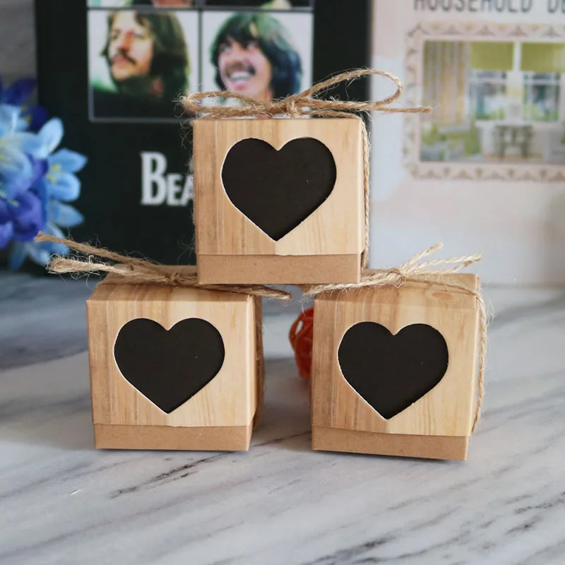 10 шт./лот подарочные коробки для свадебных сувениров Love Heart Candy Packaging Box из крафт