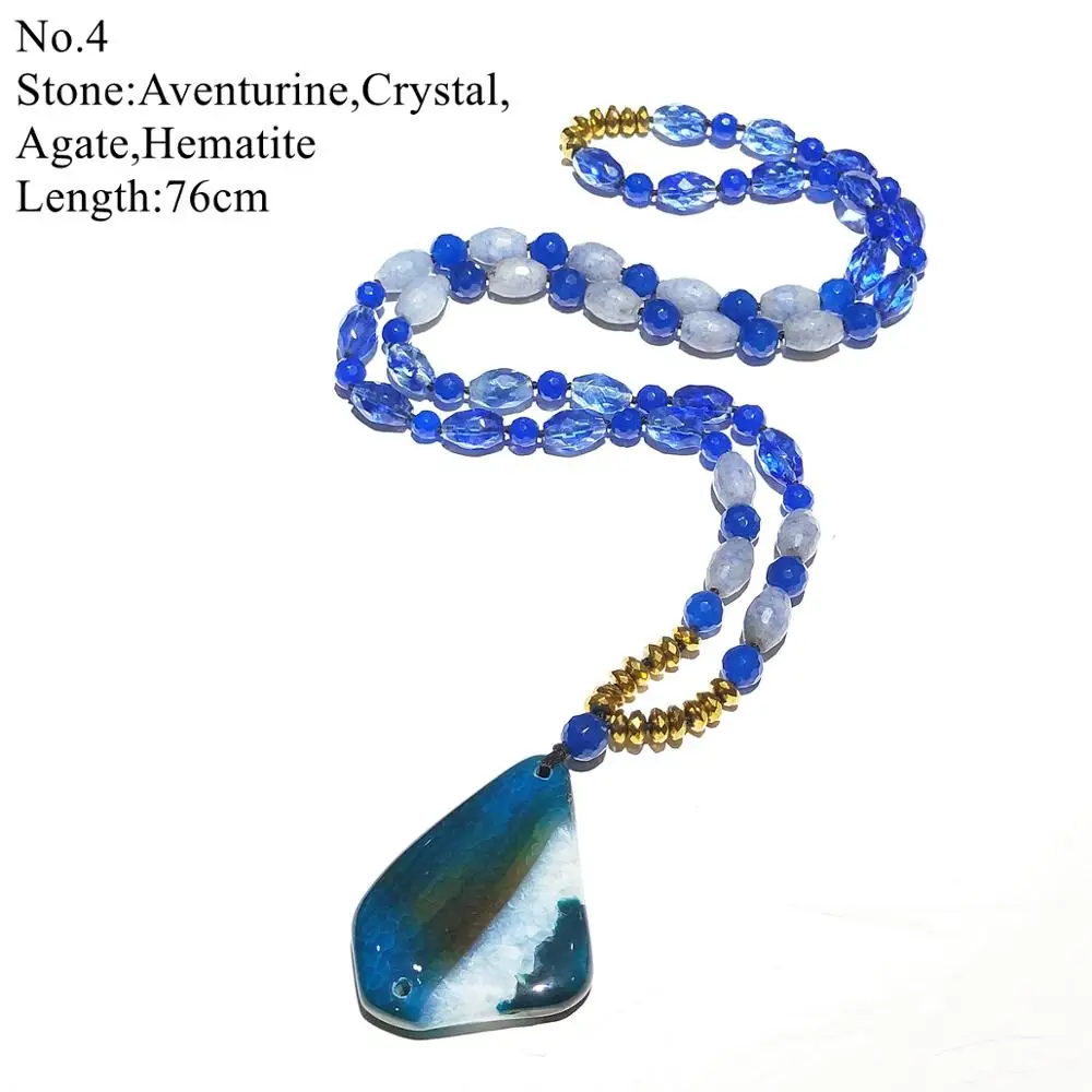 

LiiJi Unique Stocksale Necklace Crystal Aventurine Agatess Stone Blue color Long Necklace Only 1PCS each stock Jewelry for Women