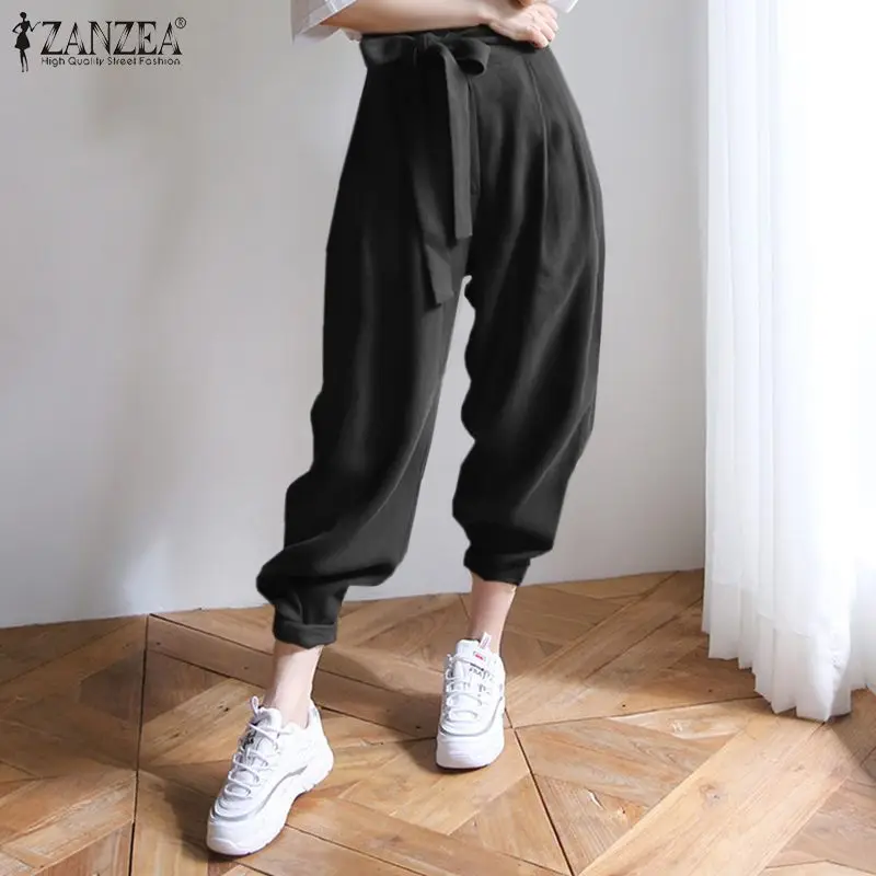 

ZANZEA Fashion Oversize Pantalon 2022 Autumn High Waist Palazzo Lady Casual Long Trouser Chic Bottoms Women Solid Overall Pants