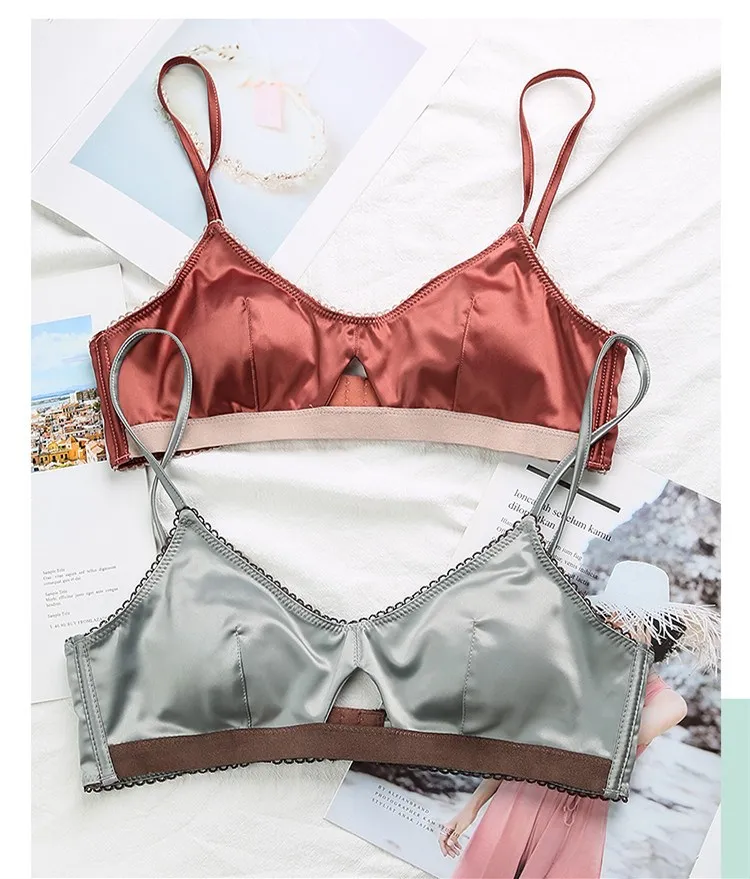 Новинка женское нижнее белье без косточек атласный бюстгальтер тонкий