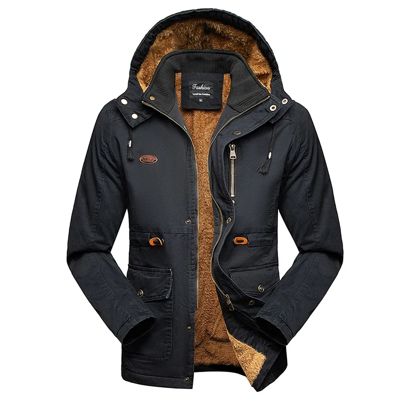 

Men's Plus Size Jacket Keeps Warm Thickened Winter Hooded Parka Jackets Casual Motorcycle Biker Windproof Coats Clothing Outwear