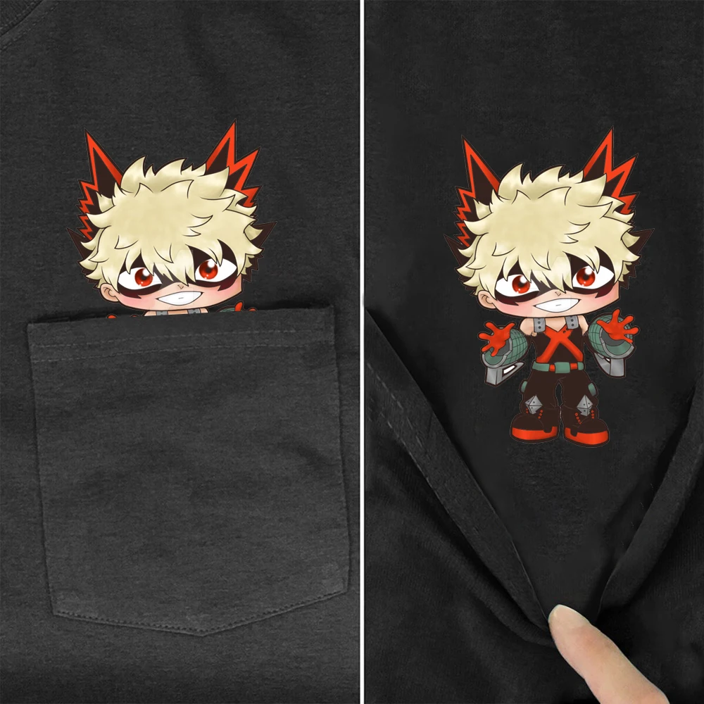 

CLOOCL аниме Моя геройская Академия 100% хлопок футболка модный бренд карман Bakugou Katsuki 3D печать Повседневная футболка хип-хоп Смешные Топы