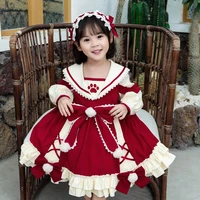 autumn winter kids dress for girls baby lolita girl kawaii wedding dress girl ball gown sailor collar princess party vestidos