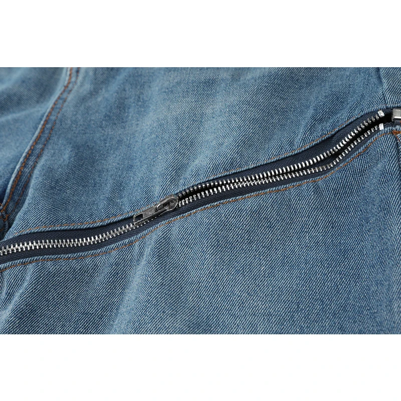 Винтажный дизайн с замком типа &quotмолния&quot Пестрое джинсы для женщин высокой