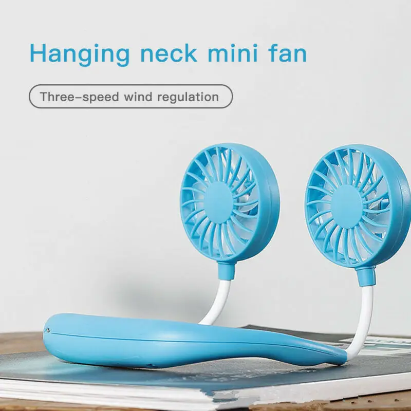 Новый USB Перезаряжаемые носимых Портативный Hand Free шейным вентилятор