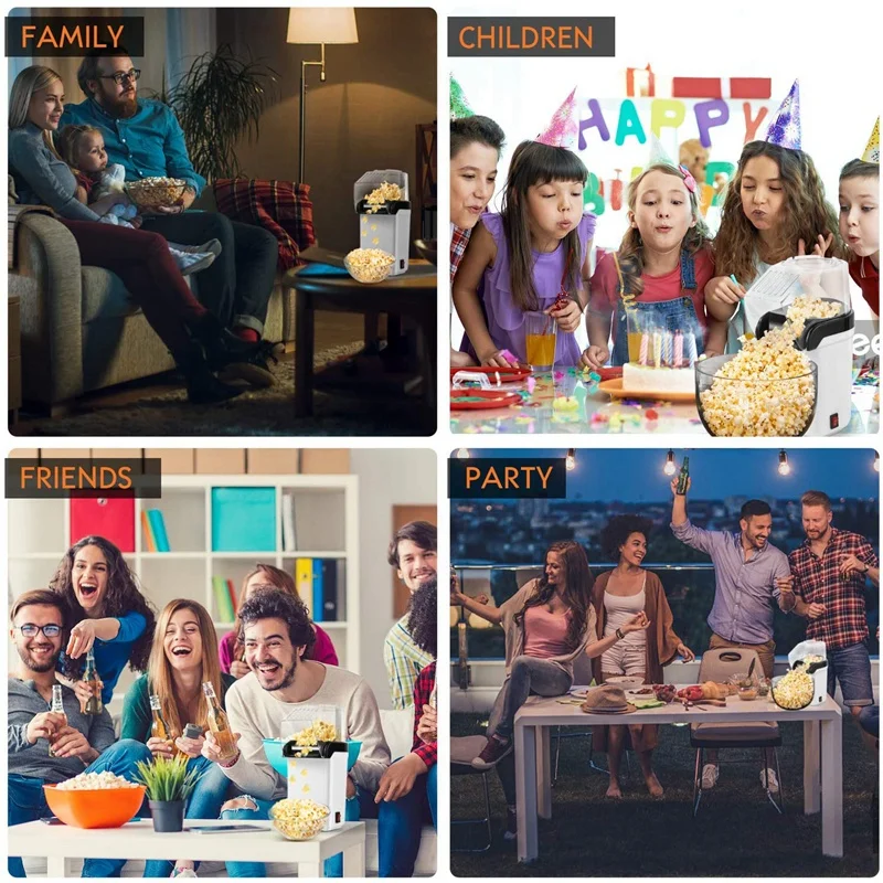 

Air Popcorn Popper Maker, Electric Hot Air Popcorn Machine-1200W, Oil-Free