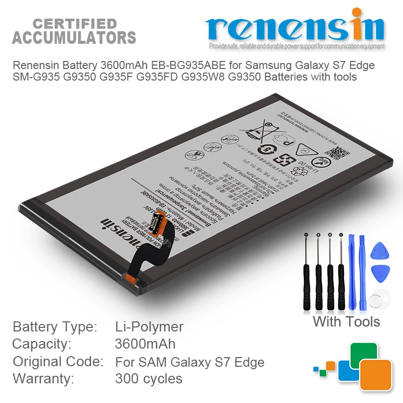

Renensin Battery 3600mAh EB-BG935ABE for Samsung Galaxy S7 Edge SM-G935 G9350 G935F G935FD G935W8 G9350 Batteries with tools