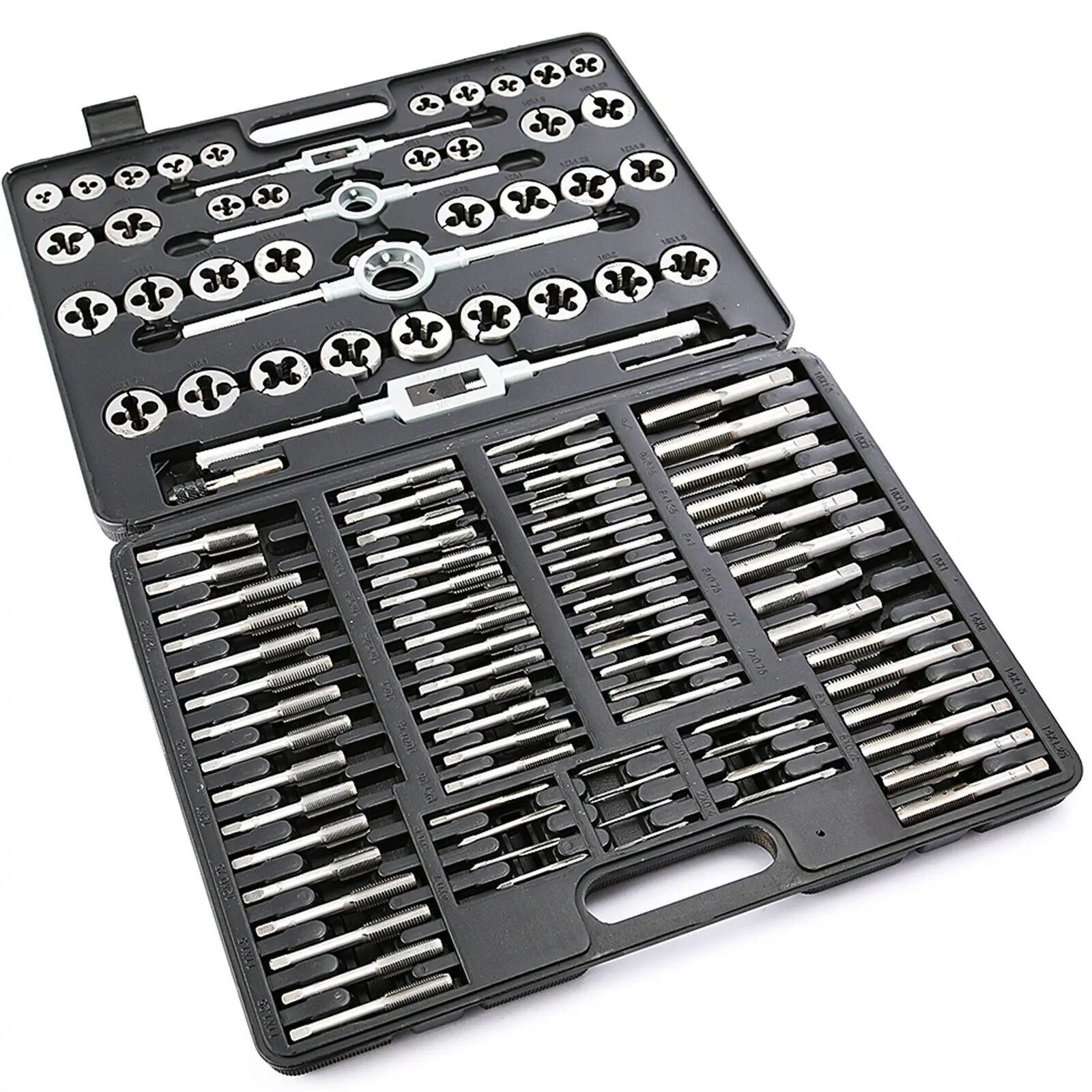

110Pcs Tap and Die Set Tungsten Steel Titanium Tap and Die Combination Set For Cutting External & Internal Threads