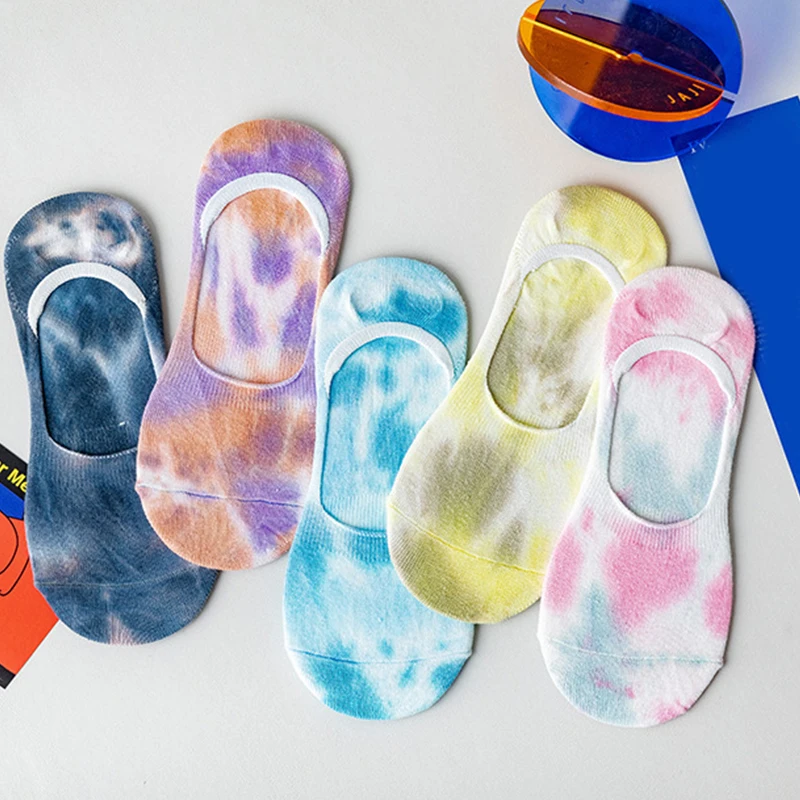 

Tie Dye Socks Women Slippers Ankle Sock Unisex Summer Short Sock Sports Run Low Thin Floral Socks Blooming Slippers Boat Socks
