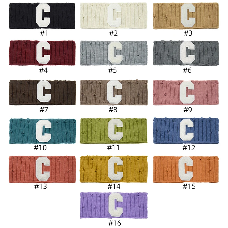 

Western Style C Letter Knitting Headband for Women Men Winter Elastic Wool Soft Hair Bands Wide Turban Cotton Knitted Hairband