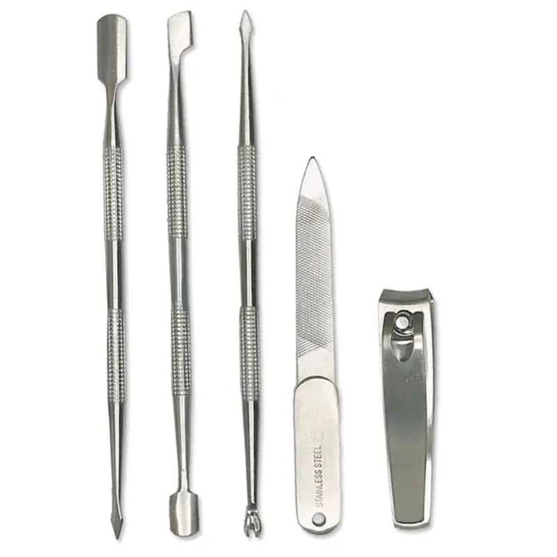 

5pcs Stainless Steel Manicure Pedicure Nail File Clipper Cutter Travel Grooming