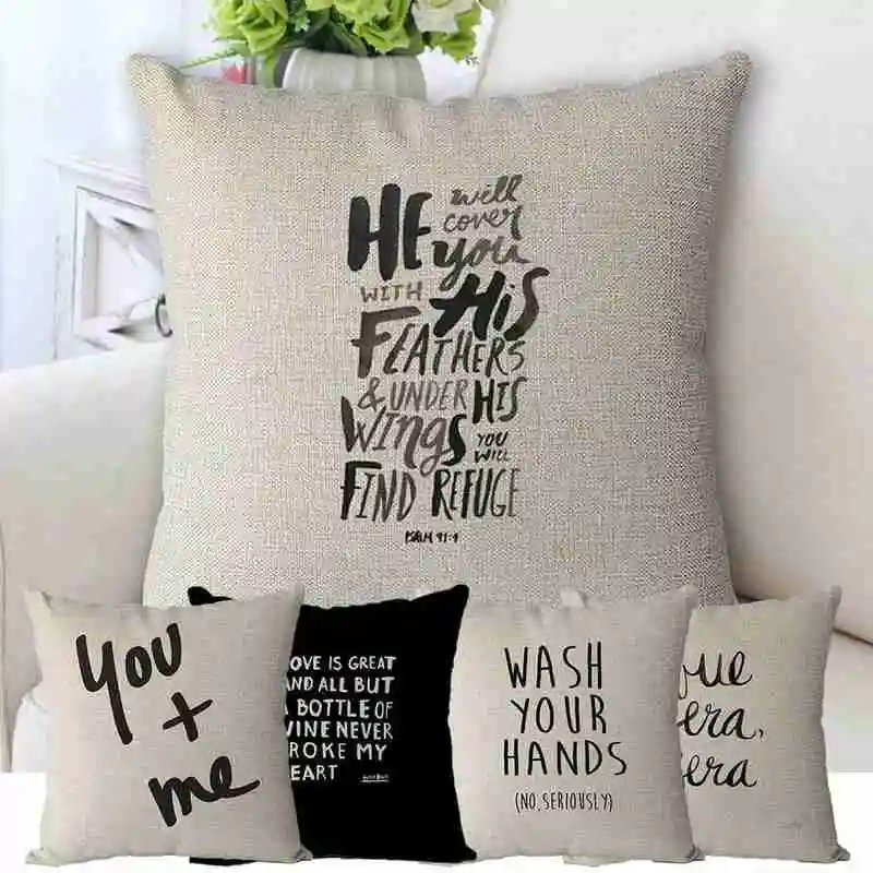 

Nordic Simply Style Words Letters Printed Linen Cover Cushion Pillowcases Cover Car Home Cover Sofa 45*45cm Decorative Squa P5L5