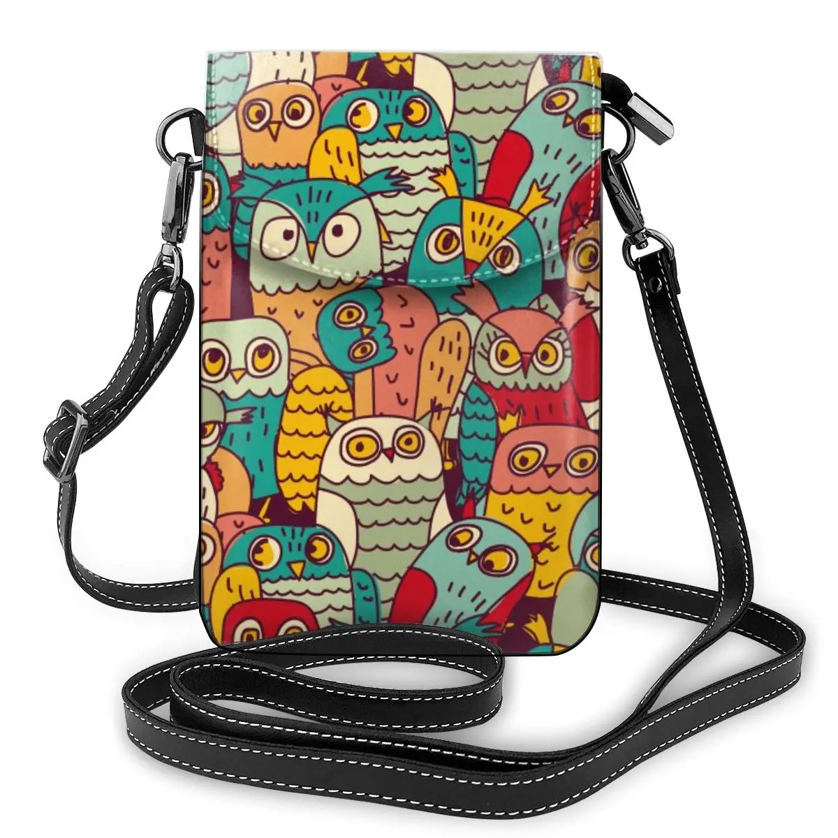 OLN Women Crossbody Bags Mini Phone Bag Funny Owls Group Color Seamless Pattern Small Female Shoulder Ladies Messenger | Багаж и сумки
