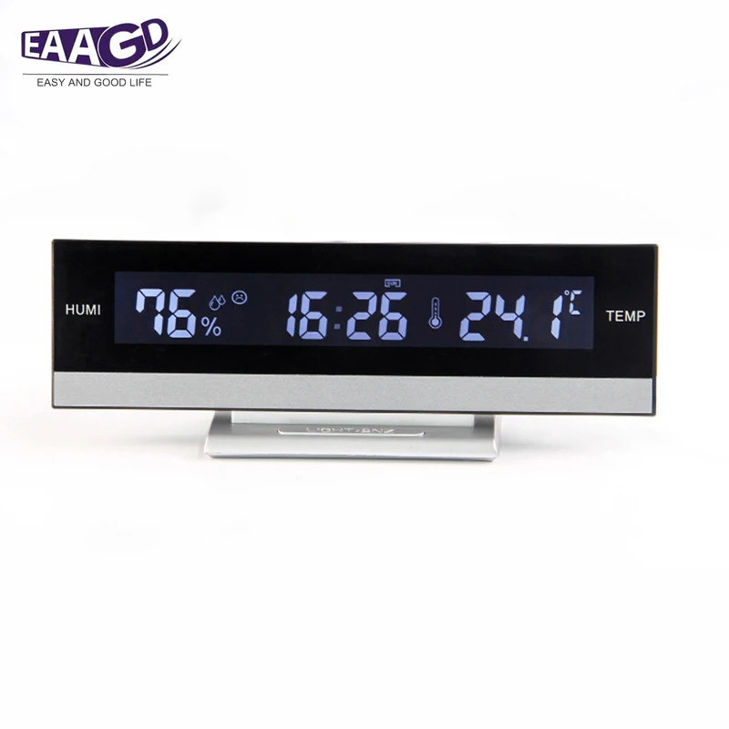 Большой ЖК дисплей настольные повтора будильник с подсветкой светильник