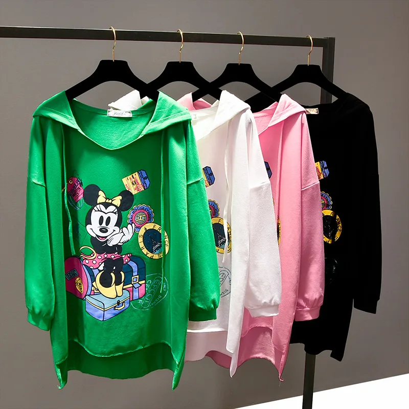 Женские толстовки с Микки Маусом Дисней весенние Свободные длинными рукавами в