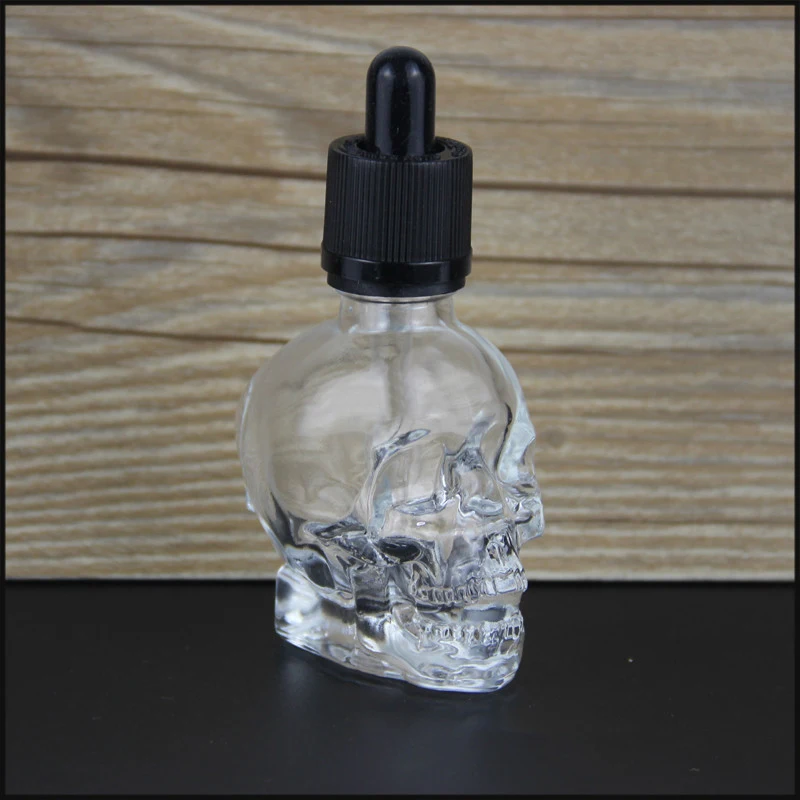 

30Ml Skull Bottle Transparent Enamel Shape Glass Smoke Bottle Dropper Bottle With Can Be Filled With Essential Oil Bottle With C