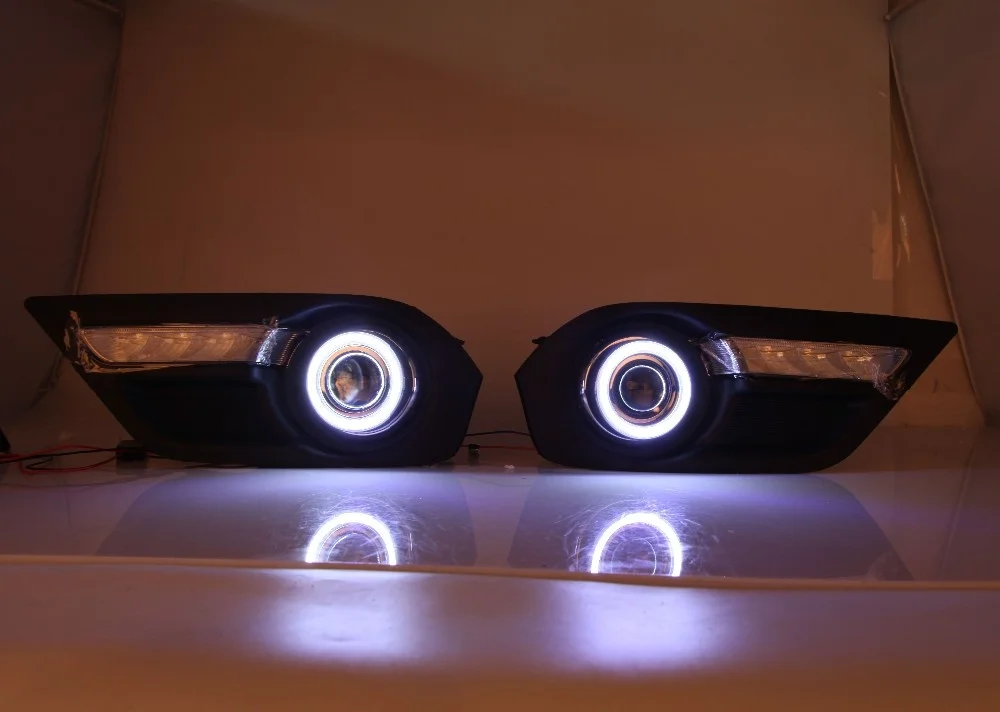 Eosuns инновационный Cob Ангел глаз + светодиодные дневные ходовые огни Drl гало