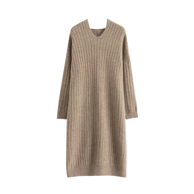 Толстый длинный грубый свитер весна 2020 женское офисное свободное теплое вязаное