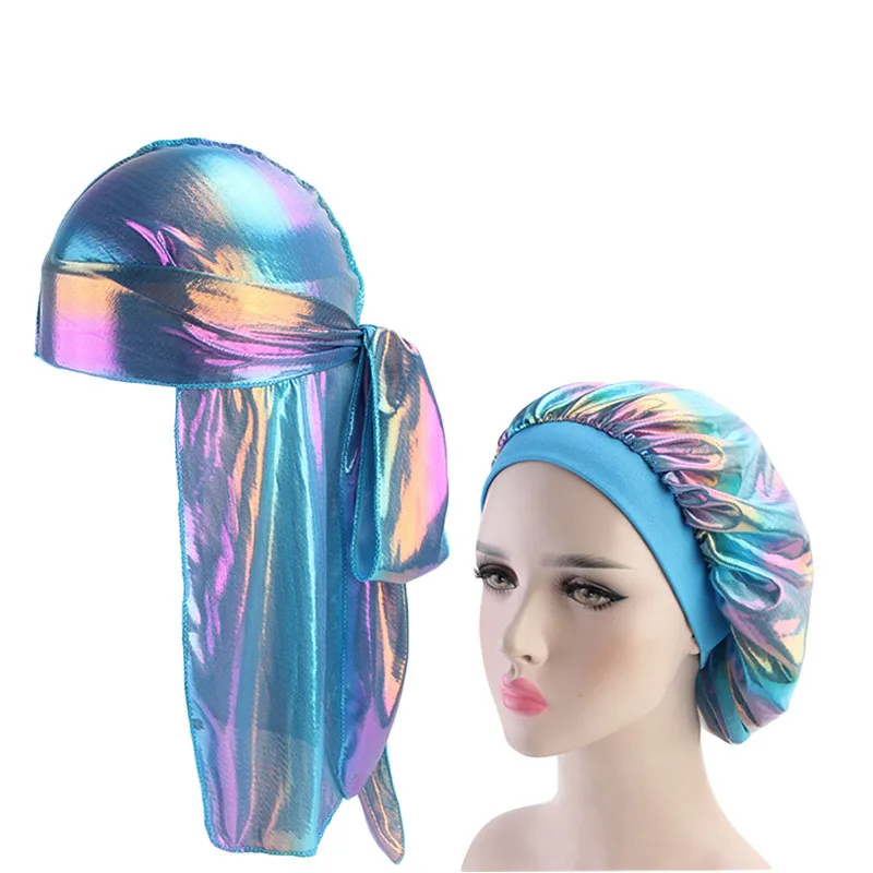 Новинка мужская блестящая шелковая бандана Durag головные уборы красочная широкая
