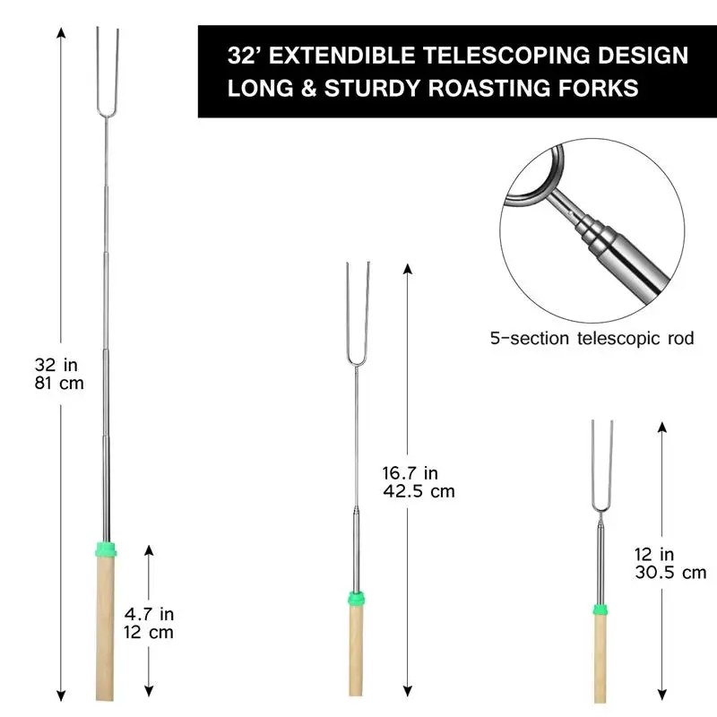 8 шт. u образные палочки для обжига из нержавеющей стали телескопические вилки