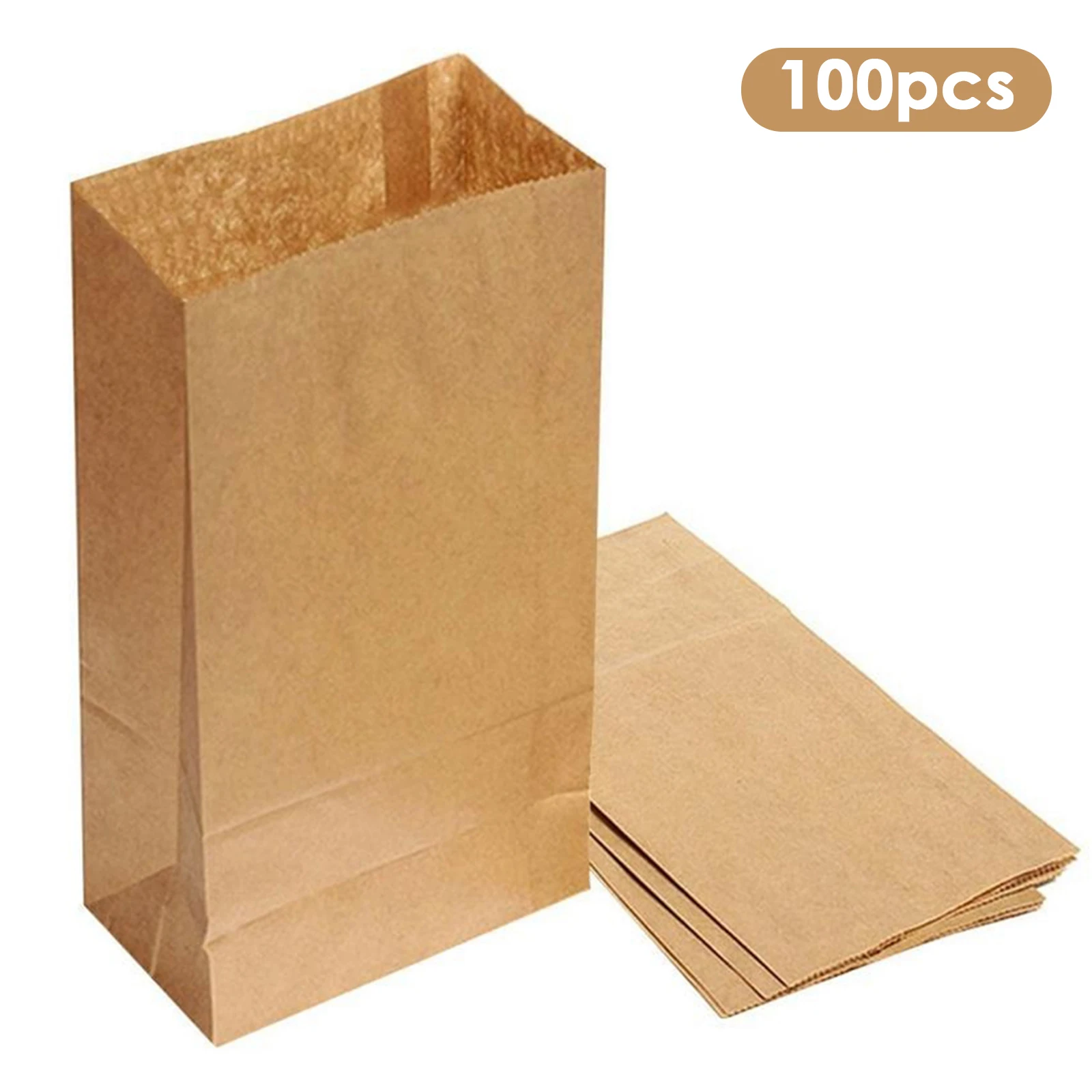 

100Pcs Brown Paper Bag Kraft Gift Packing Biscuits Candy Food Cookie Nuts Snack Baking Package For Birthday Parties Christmas