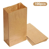 100pcs brown paper bag kraft gift packing biscuits candy food cookie nuts snack baking package for birthday parties christmas