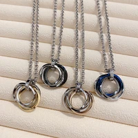 necklace female double ring double circle entwined circles and glittering necklace with flowers choker necklac