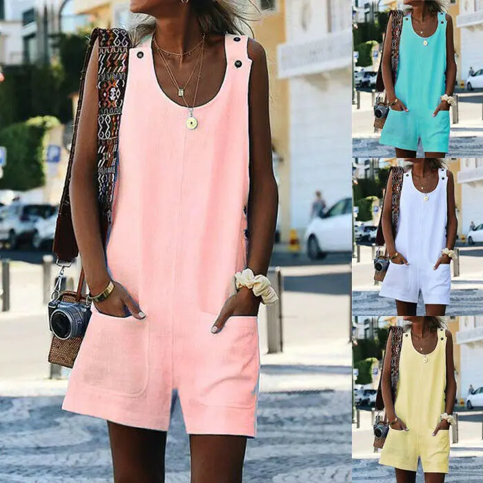 Модный крутой женский комбинезон штаны шаровары на бретелях Свободный боди