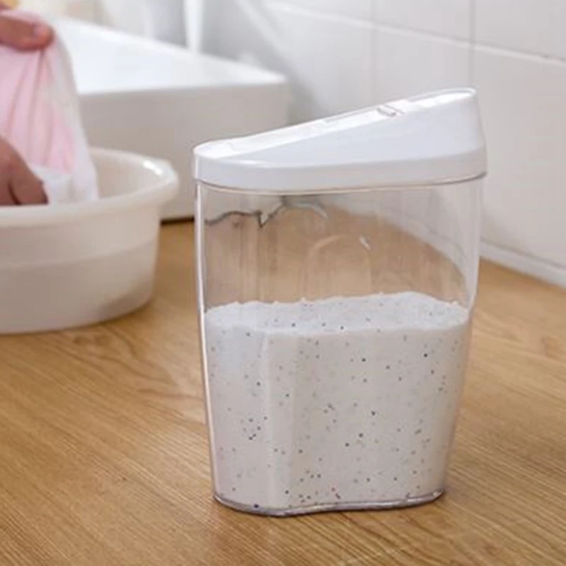 Household with Lid Laundry Detergent Box Creative Transparent Container Storage Tank Laundry Powder Barrel