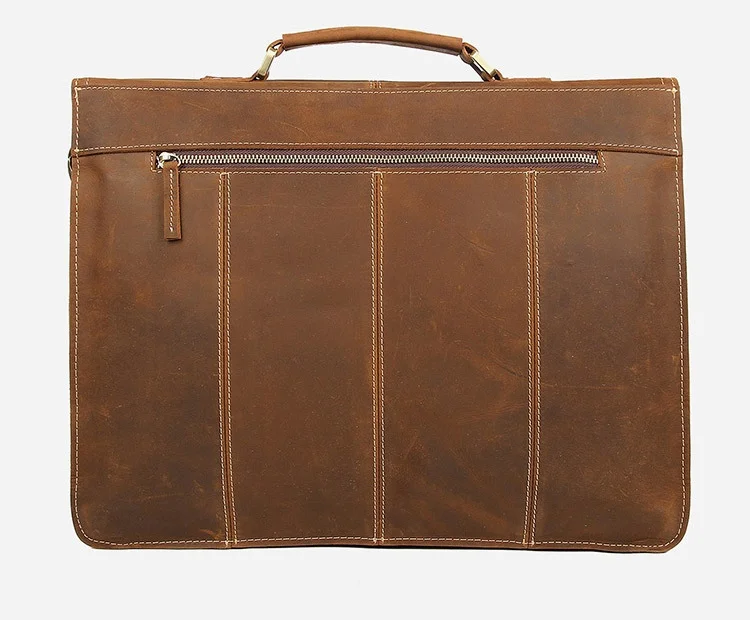 Luufan Double Layer Men Business Briefcase Bag Genuine Leather Men Laptop Shoulder Bag With Handle Large 17 Inch Computer Bag