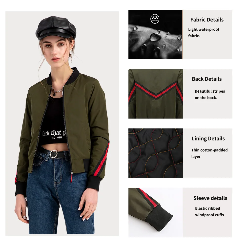 Spring and Autumn Short Bomber Jacket Women's Coat Trendy Thin Cotton-padded Clothes Fashion Cotton-padded Clothes