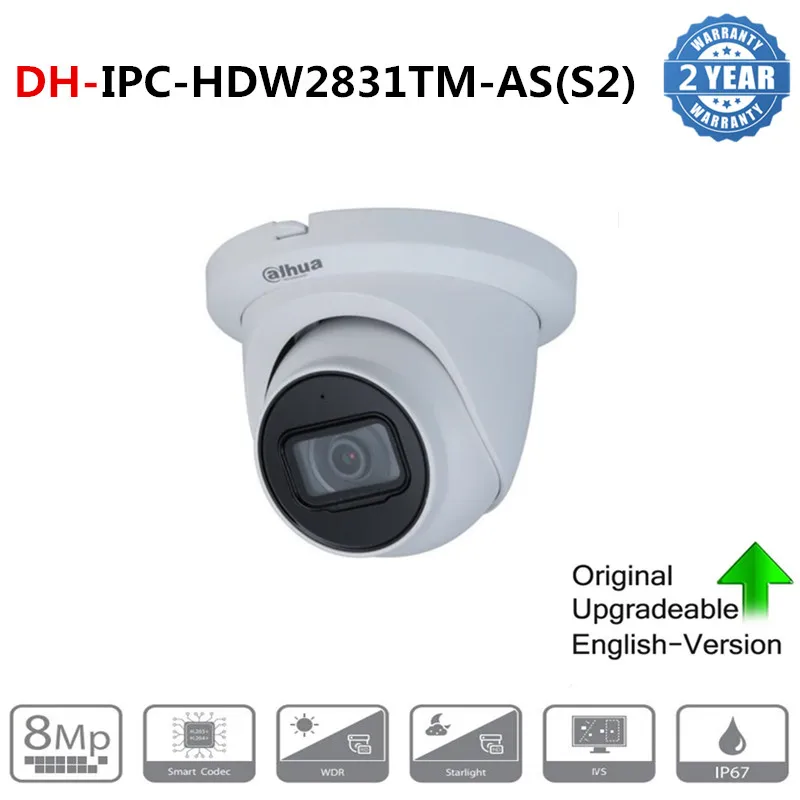 

Dahua Original IPC-HDW2831TM-AS 8MP POE Built-in Mic SD Card Slot H.265+ 30M IR IVS Onvif IP67 Starlight Eyeball IP Camera