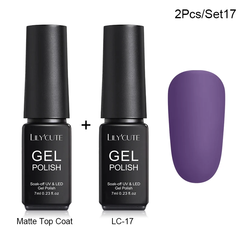 2 Pcs 17 LILYCUTE Матовый УФ-гель для ногтей матовый верхний слой цвет УФ гель для ногтей лак Гибридный впитывающий гель лак маникюрный гель лак - Цвет: 2 Pcs 17