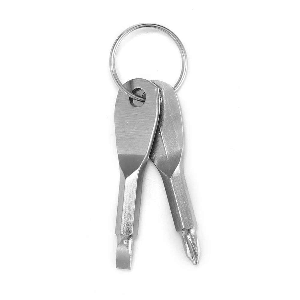 Комплект из 2 предметов мини шлицевая отвертка брелок для ключей Портативный