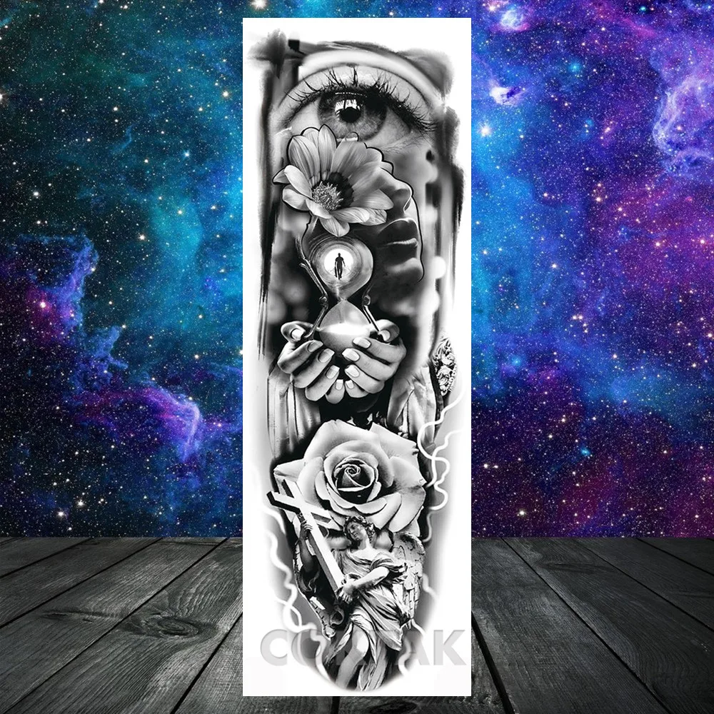 Временные татуировки на всю руку наклейка для женщин и мужчин искусственные 3D