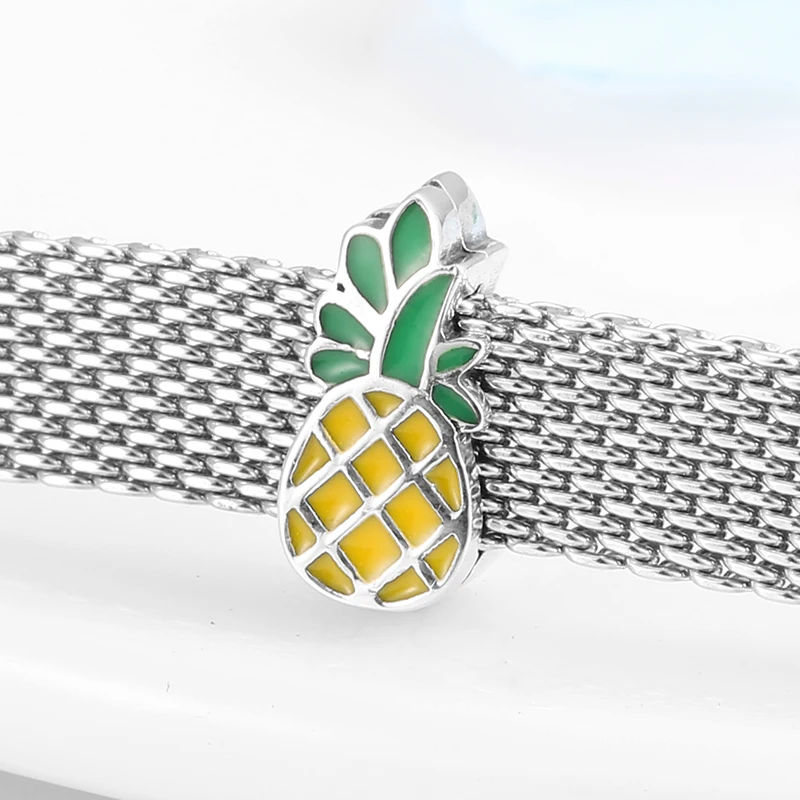 Hot sale Tropical fruit pineapple 925 Sterling Silver Clips Beads fit Reflexions charm Bracelet jewelry making | Украшения и
