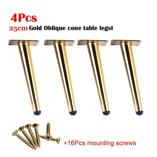 Gold Oblique 25CM 4 шт./компл. мебель стол ноги Металлические конические диван-кровать шкаф для кухонных шкафов, мебель для ног средства ухода за кожей стоп 12/15/20/25/30 см стул ног средства ухода за кожей стоп - Цвет: Gold Oblique 25CM