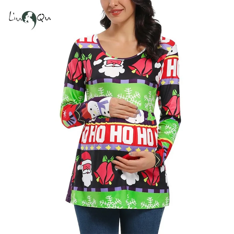 Женская Туника размера плюс топ для беременных одежда с длинным рукавом и