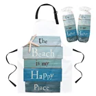 Пляжный женский фартук с морскими звездами, маленький фартук для взрослых и детей, манжеты для духовки, варежки, кухонные аксессуары для выпечки, нагрудники