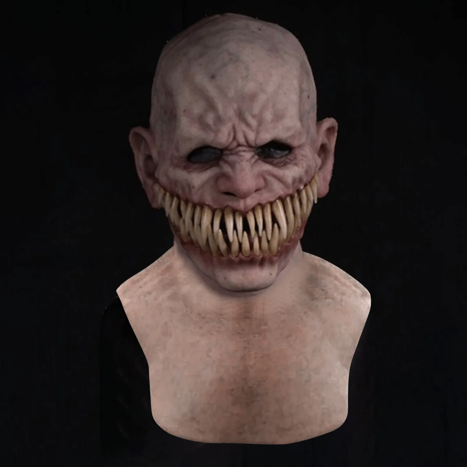 Клыки полная латексная маска для Хэллоуина страшная со складками фотография