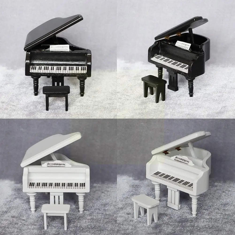 

1/12 миниатюрная деревянная форма для кукольного домика, рояль с инструментом, кукольный декор, музыкальный дом для детской комнаты, стул, игр...