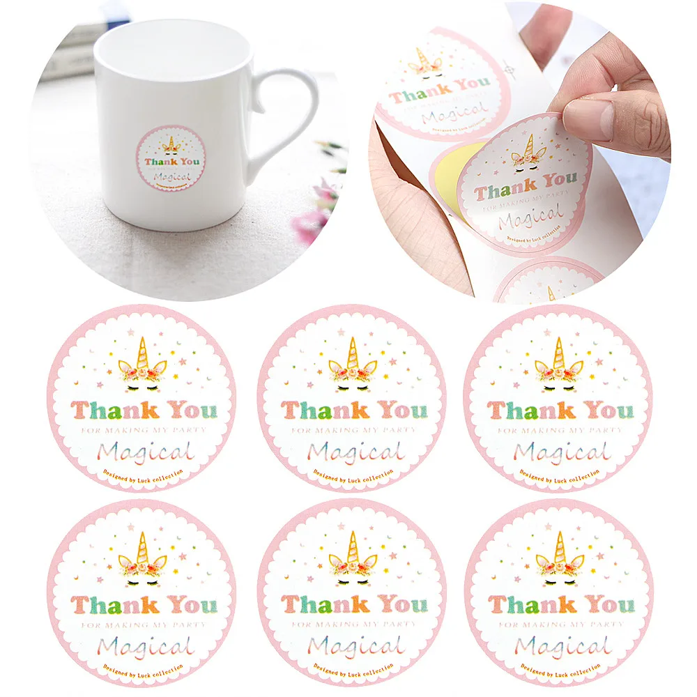 50 шт./лот милый единорог &quotСпасибо волшебная&quot наклейка конверт подарочная
