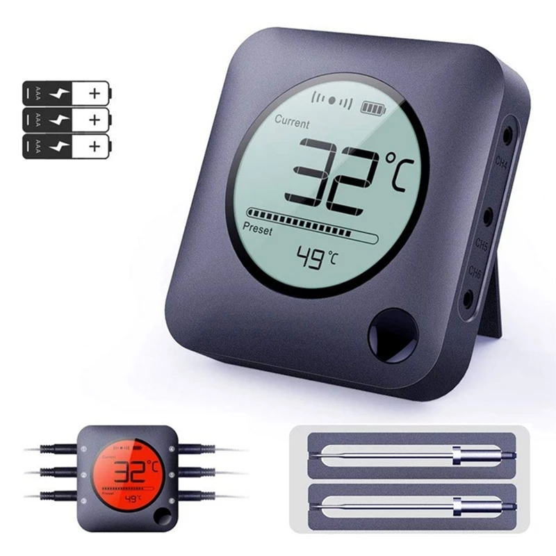

Grill Thermometer, Bluetooth Meat Thermometer, Digital Bbq Meat Thermometer for Kitchen Food Cooking, Smart App Alarm